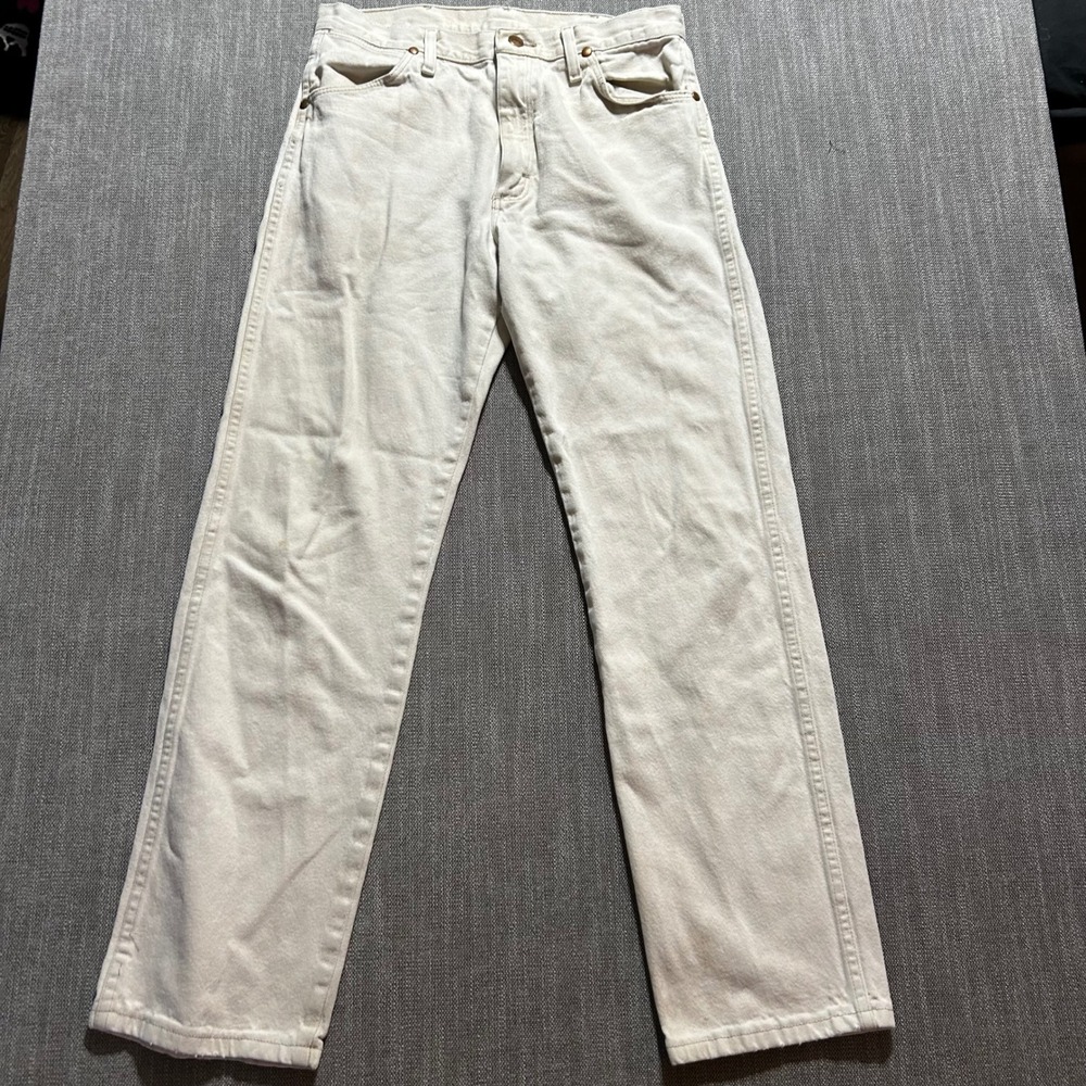 Wrangler 13MWZTN Cowboy Cut Jeans Mens 31x32 Tan Bone White Straight Leg Denim - Picture 3 of 8